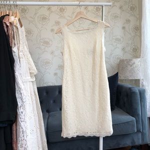 Adrianna Papell Cream Lace Shift Dress
